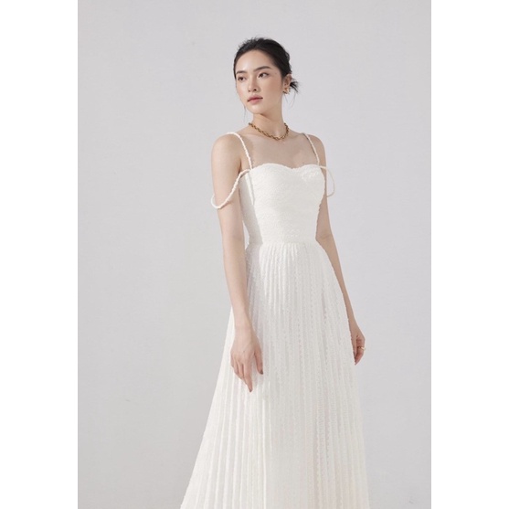 [Anita Dress] Đầm WAYO trắng dập ly dự tiệc sang trọng