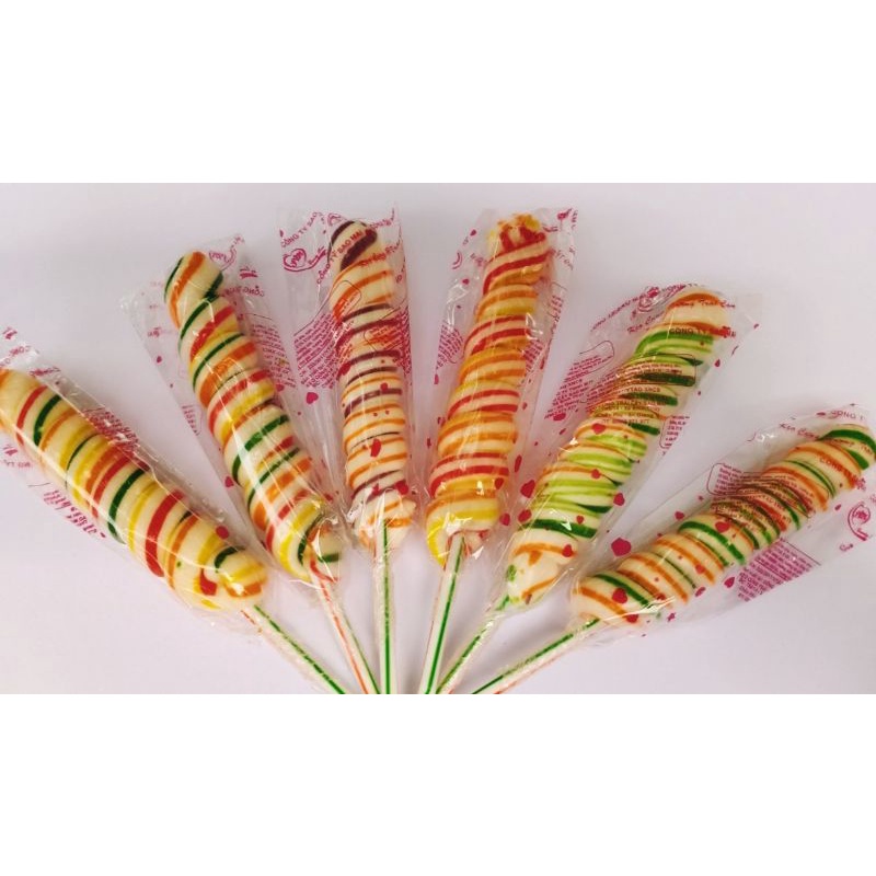 kẹo mút xoắn dài (combo 10 cây )