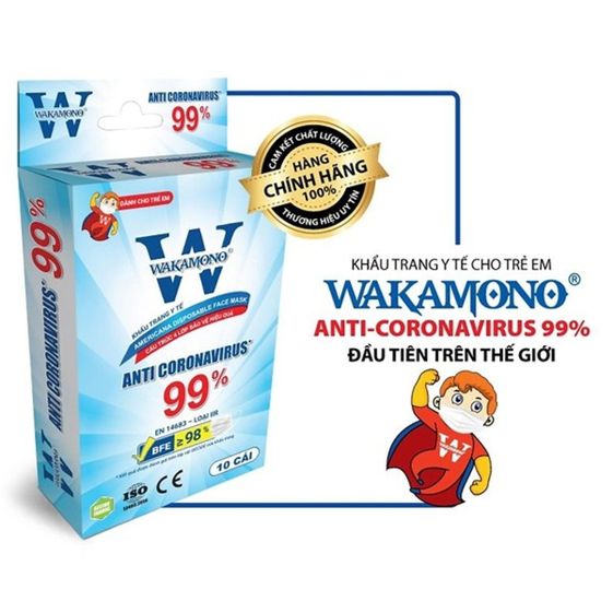 KHẨU TRANG WAKAMONO TRẺ EM (4 LỚP, HỘP 10 CÁI) - KHO HCM