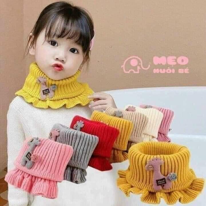 Khăn len cổ nhún dạng ống hình hươu cho bé