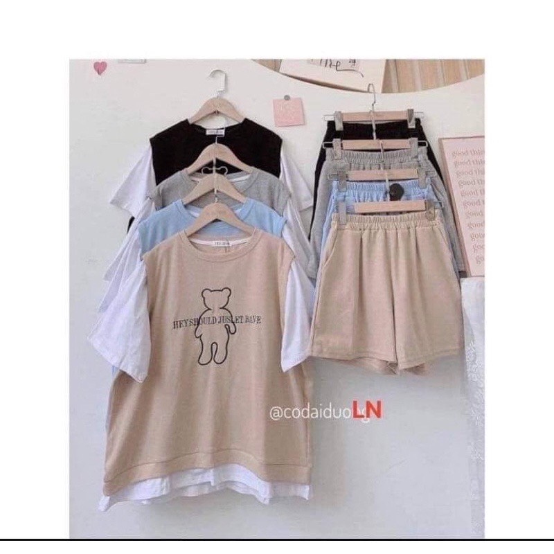 SÉT ÁO PHỐI IN GẤU +QUẦN ĐÙI LN72