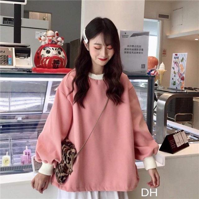 Áo nỉ trơn bo tay bo cổ lé DHO1019