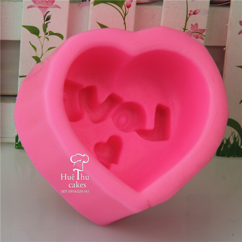 Khuôn silicon Trái Tim (chữ Love) làm bánh rau câu 3D, 4D