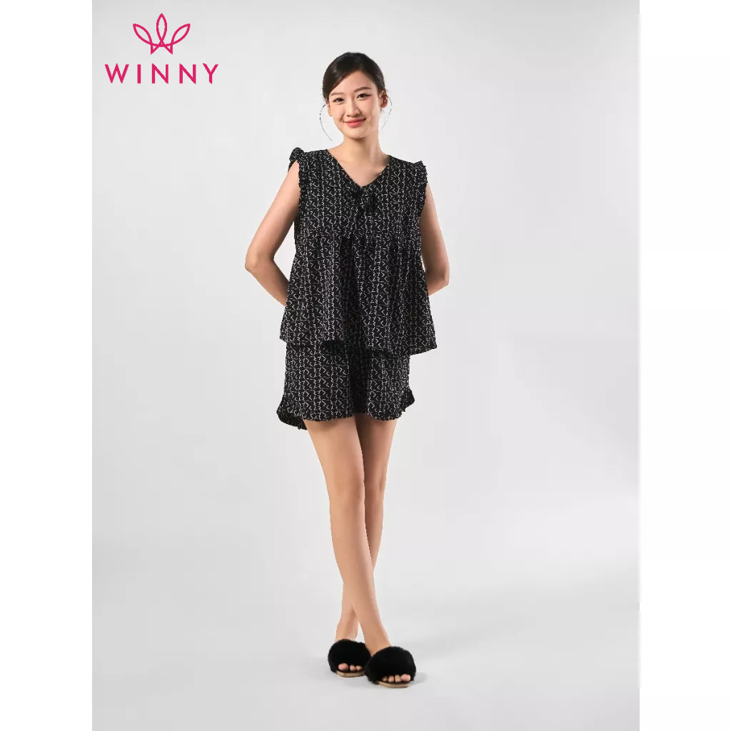 WINNY - Bộ đồ lụa sát nách quần sooc mặc nhà 2MNSA23028B