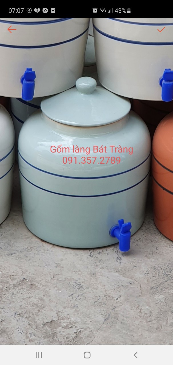 Bình nước gốm sứ Bát Tràng loại 8 lít