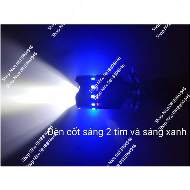 Đèn pha Led xe máy 7 màu 4 tim chân H4