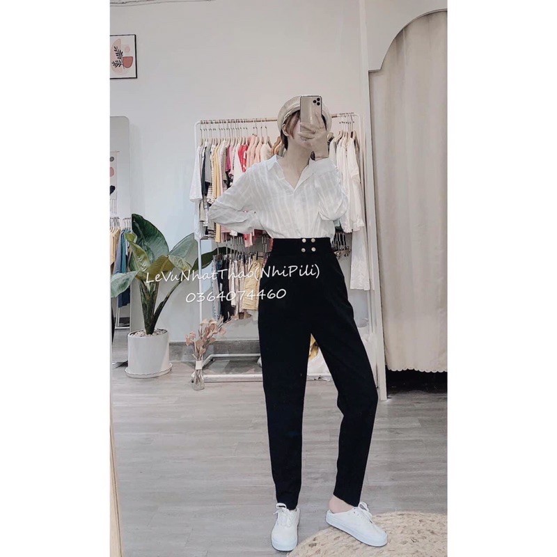 Quần Baggy Cạp Cao 4 Cúc