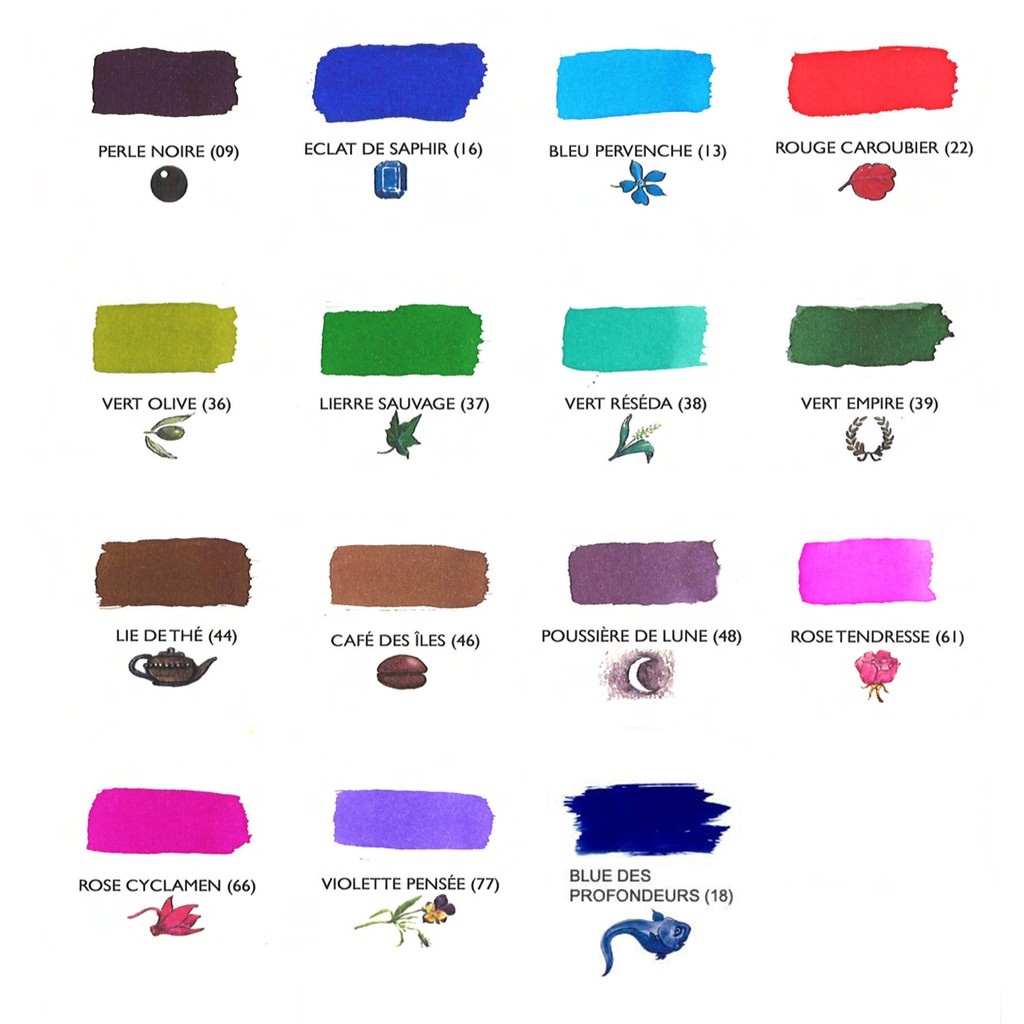 Bộ 15 lọ 5ml mực J.Herbin