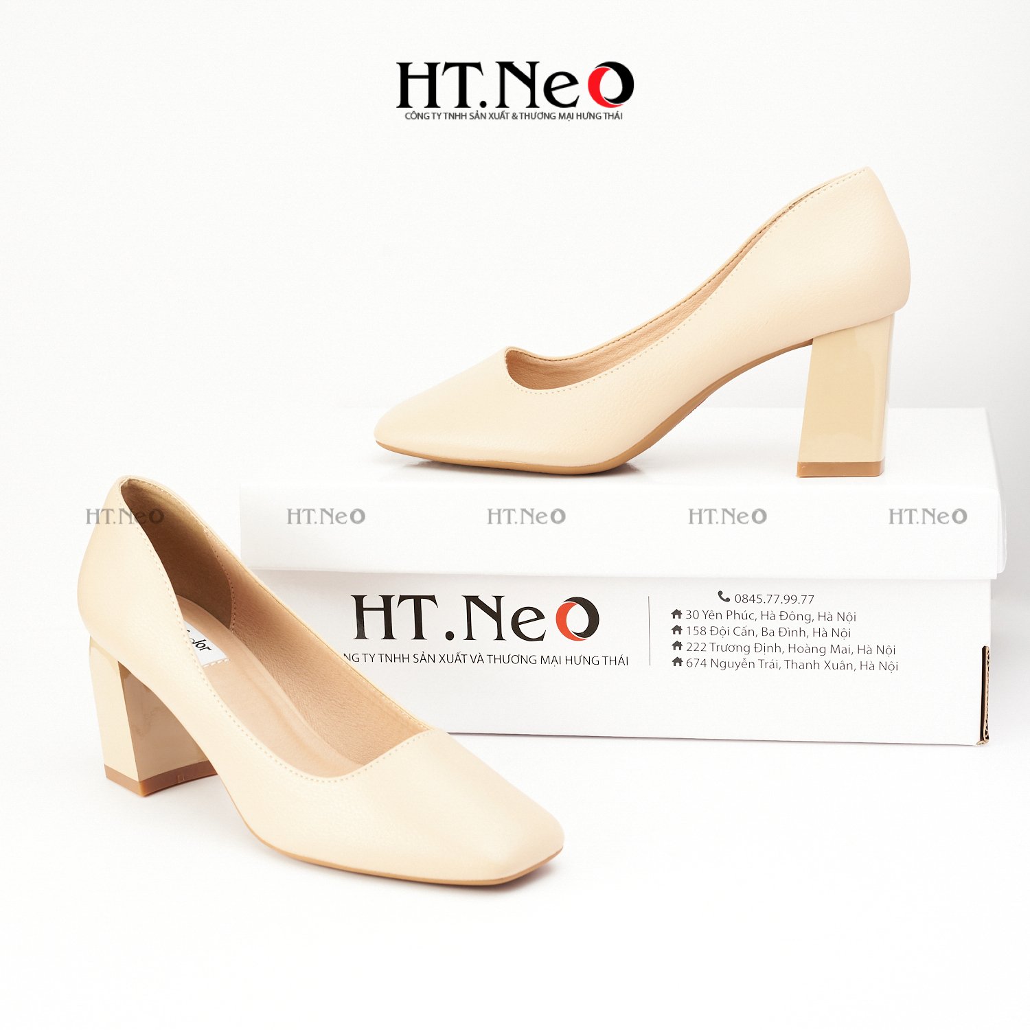 Giày công sở, giày cao gót nữ, da thật cao cấp mũi vuông gót vuông thời trang  HT.NeO ( cs162 -DE )