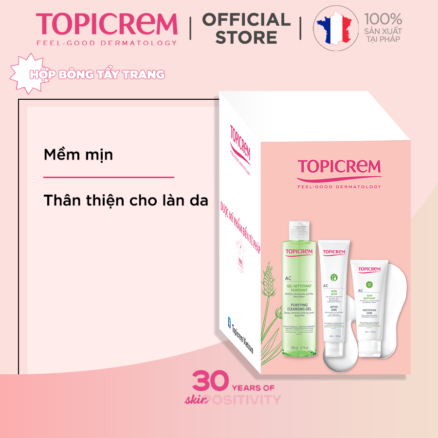 [Hàng tặng không bán] Bông tẩy trang cao cấp Topicrem (30 miếng/hộp)