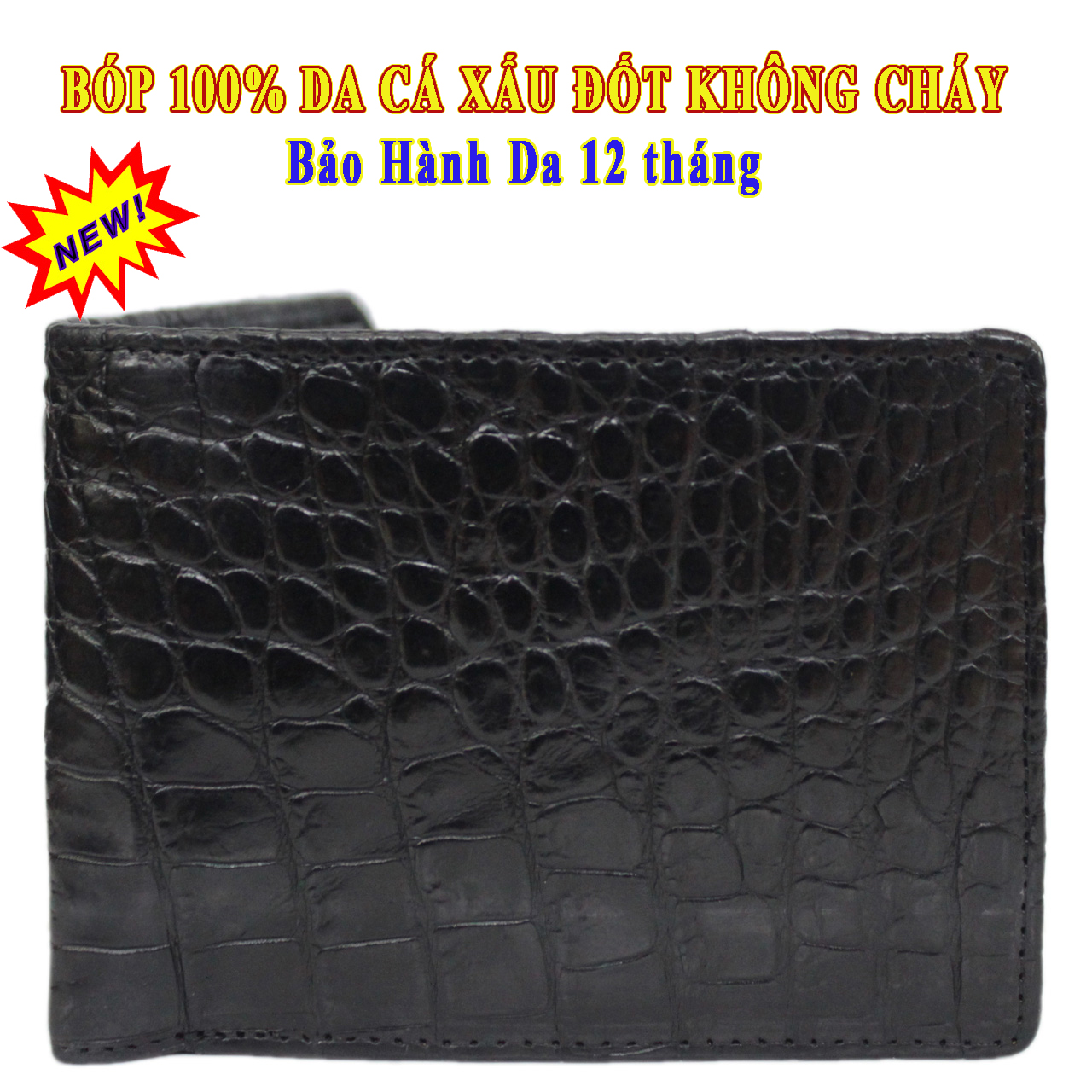 Bóp da ví da cá sấu nam 100% - bóp da cao cấp - bóp da cá sấu cao cấp dành cho nam bóp da cá sấu giá rẻ - bảo hành 2 năm