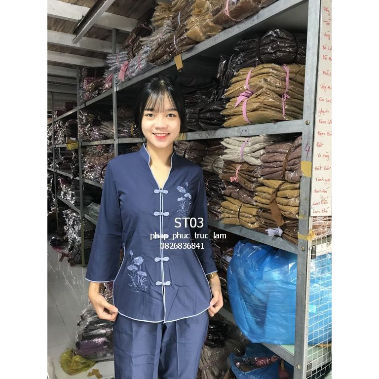 [HCM]Đồ lam đồ đi chùa đồ phật tử - cổ tàu thêu
