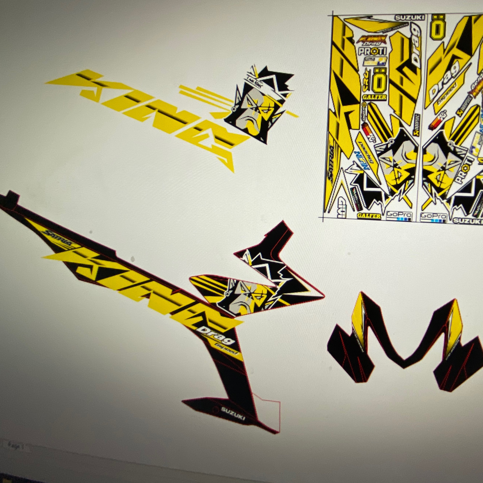 Tem rời Satria Fi King drag vàng đen