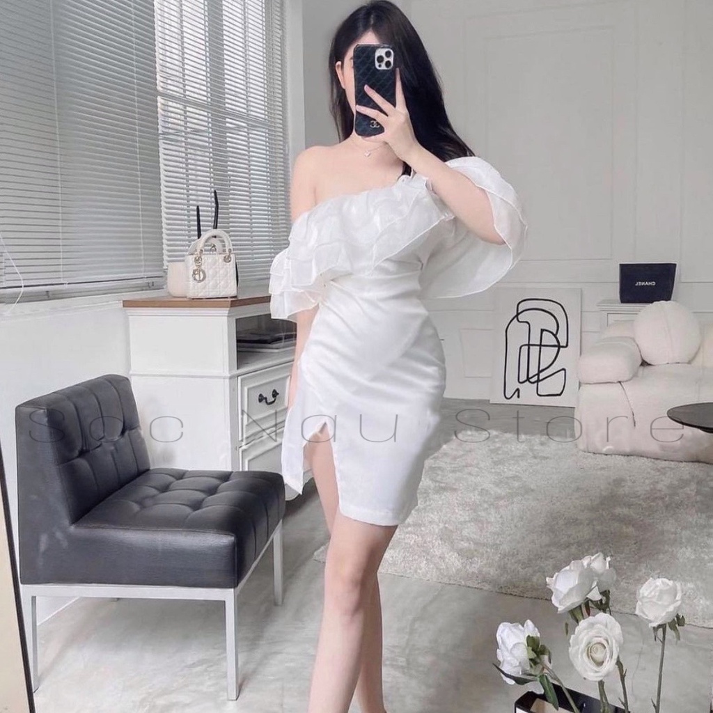 Đầm dự tiệc ôm body trễ vai xẻ tà siêu xinh - nv310