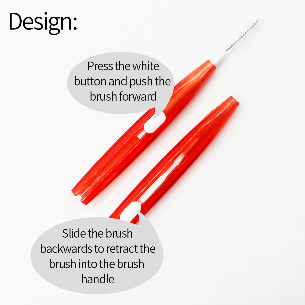 5PCS /Pack Push-Pull Brush Adults Cleaning Floss Brush Pick Multi-Size Brush Head
