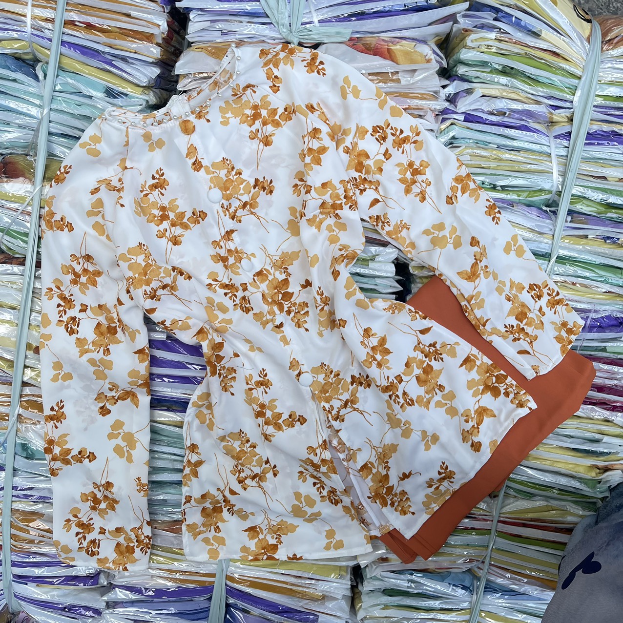 Bộ đồ lam đi chùa lịch sự trang nhã chất lụa mango cao cấp