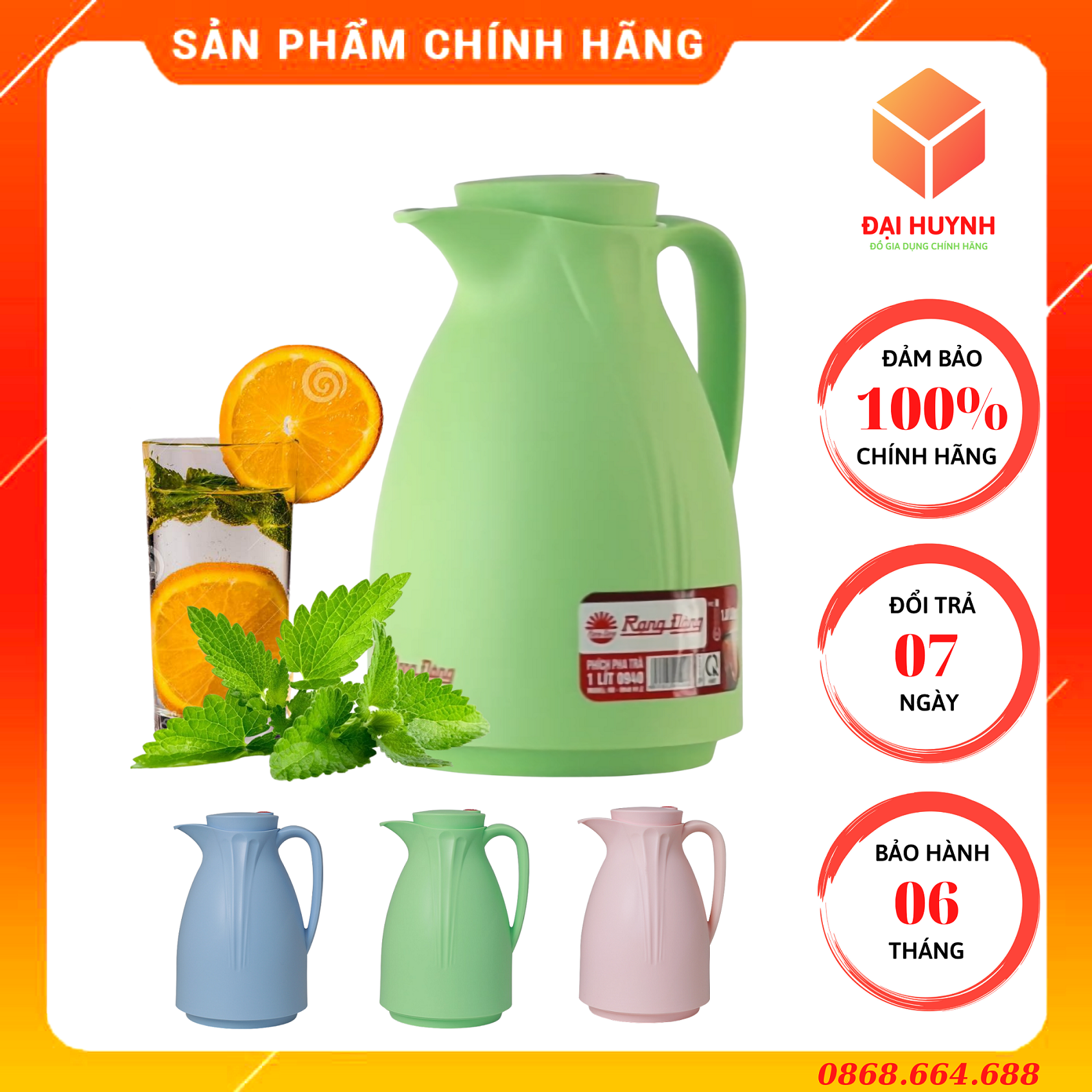 Phích Đựng Nước, Bình Trà Cao Cấp 900ml Rạng Đông RD 0940 N1.E