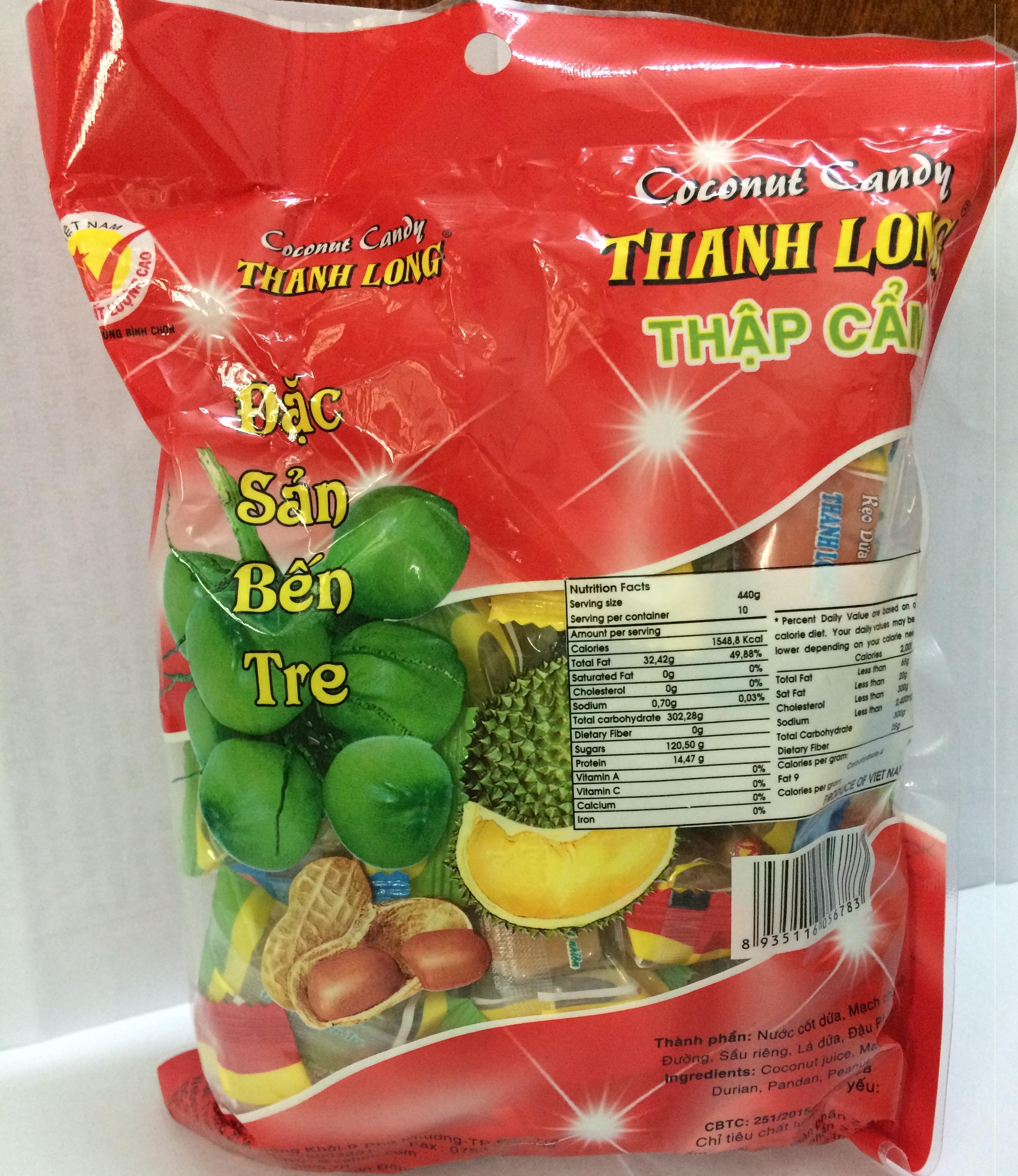 [HCM]COMBO 5 BỊCH KẸO DỪA THẬP CẨM BẾN TRE 220G (Thanh Long)