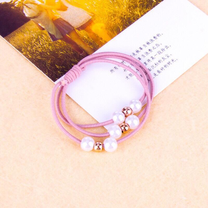 10 Dây buộc tóc hạt nhân tạo 3 vòng dây