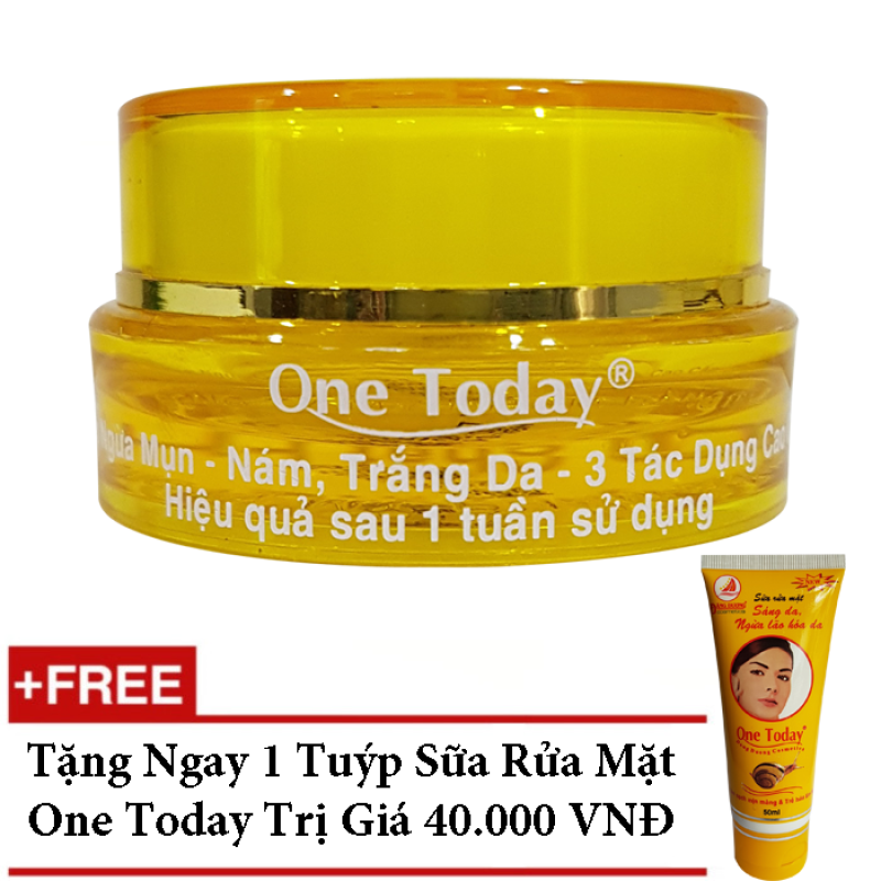 KEM NGỪA MỤN , NÁM TRẮNG DA 3 TÁC DỤNG CAO CẤP ONE TODAY VIP 15G + TẶNG SỮA RỬA MẶT ONE TODAY giá rẻ
