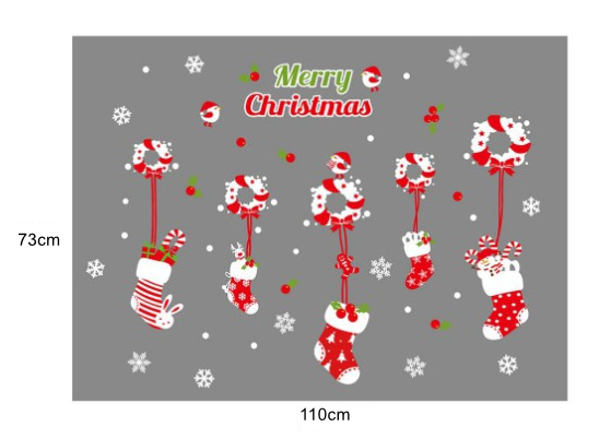Decal trang trí Noel - Rèm vớ đỏ dễ thương