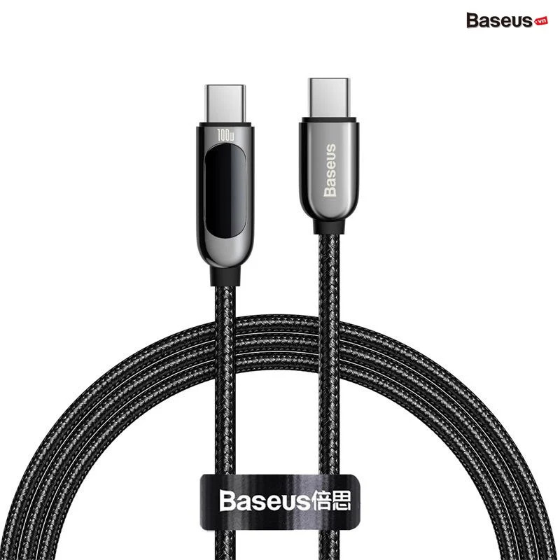 Baseus Display Fast Charging Data Cable Type-C to Type-C (100W, 20V / 5A, 480Mbps, LED indicator, E-marker chip, QC/PD Quick charge cable )