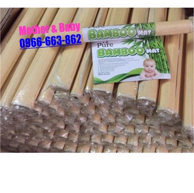 Chiếu tăm tre Bamboo cao cấp cho bé, size 60x120cm ( 1 mặt tăm tre, 1 mặt nằm điều hoà )
