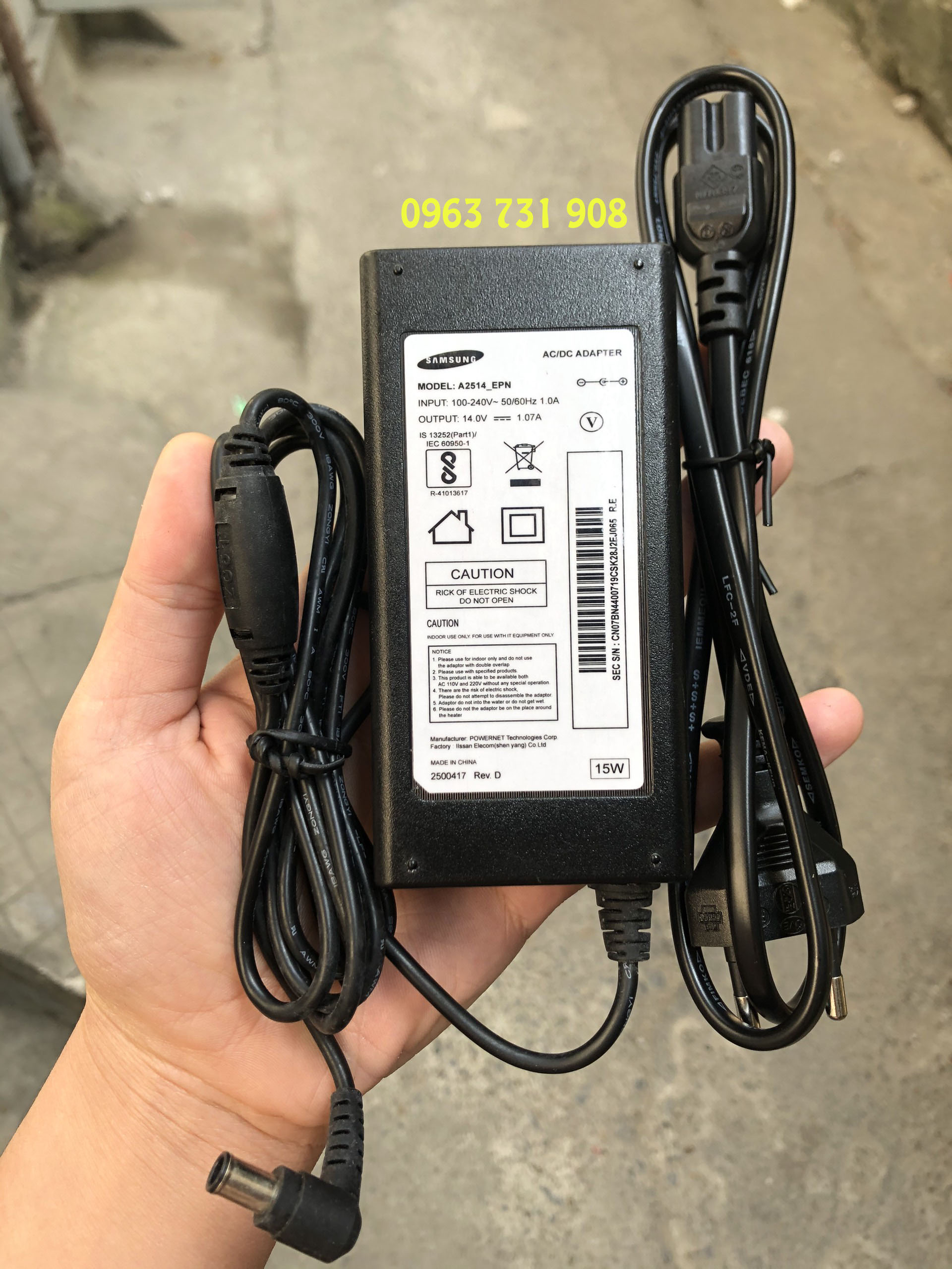 Adapter nguồn màn hình samsung 14V 1.07A