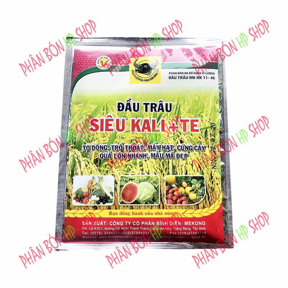 Phân Bón Bổ Sung Vi Lượng Đầu Trâu Siêu Kali +TE (Gói 25g) -  To Đòng Trổ Thoát Mẩy Hạt Cứng Cây Quả Lớn Nhanh Mẫu Mã Đẹp.