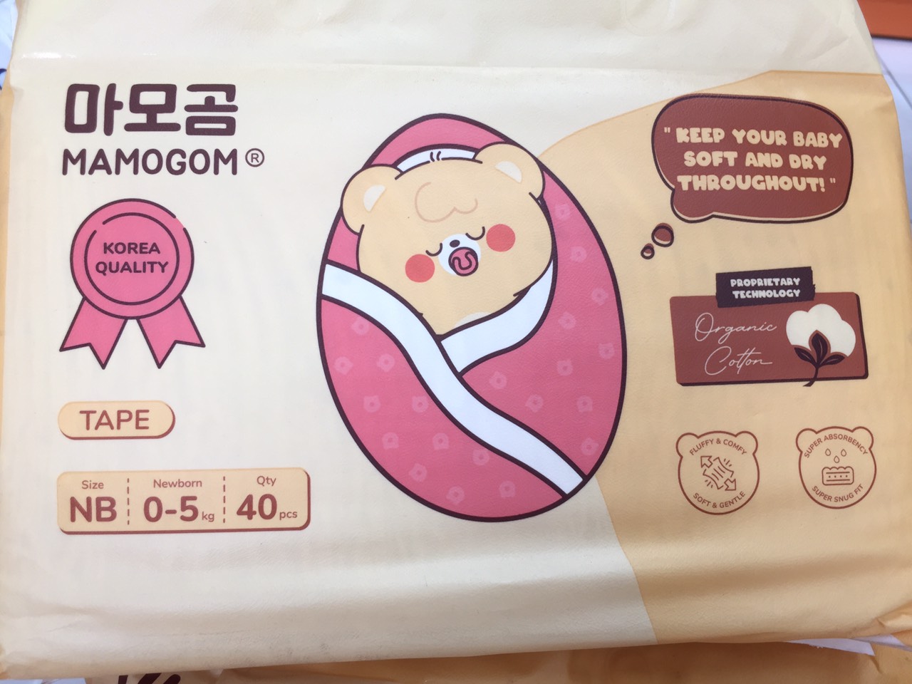 Bỉm hữu cơ MAMOGOM công nghệ Hàn dán/quần đủ size cho bé