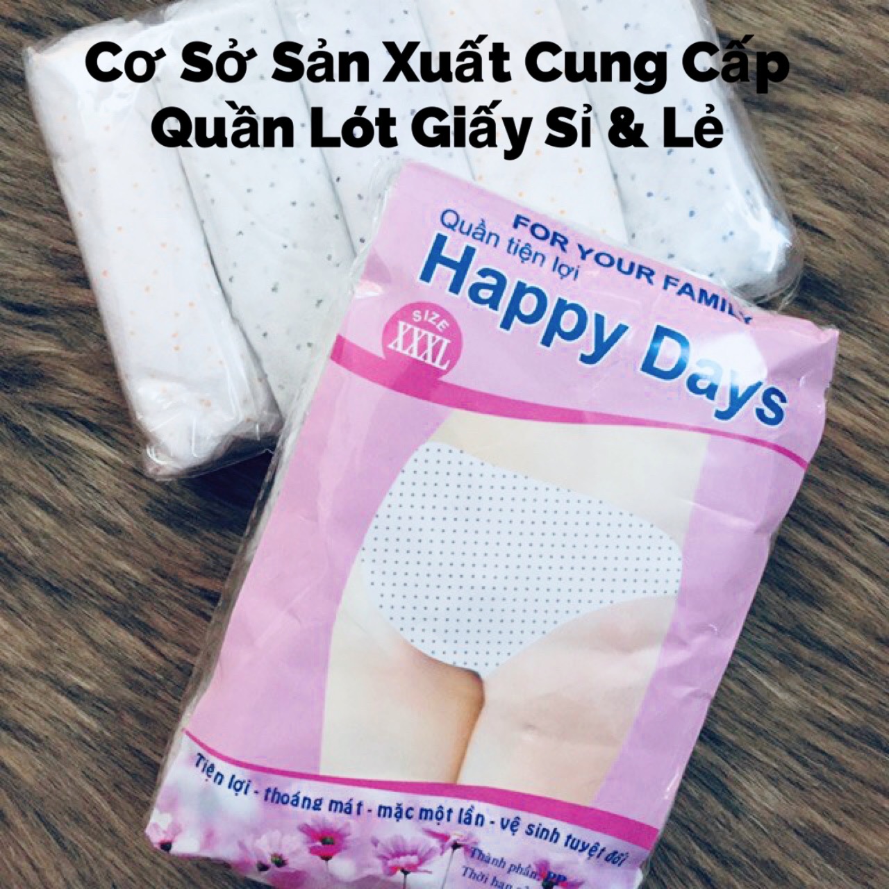 Quần Lót Giấy Happy Days Hồng sử dụng 1 lần 1 gói 5 chiếc (MSP: Đáy Liền - 1lớp đáy)