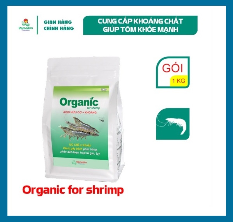 Vemedim Organic for shrimp cung cấp khoáng chất cho tôm bóng vỏ, nặng cân, gói 1kg