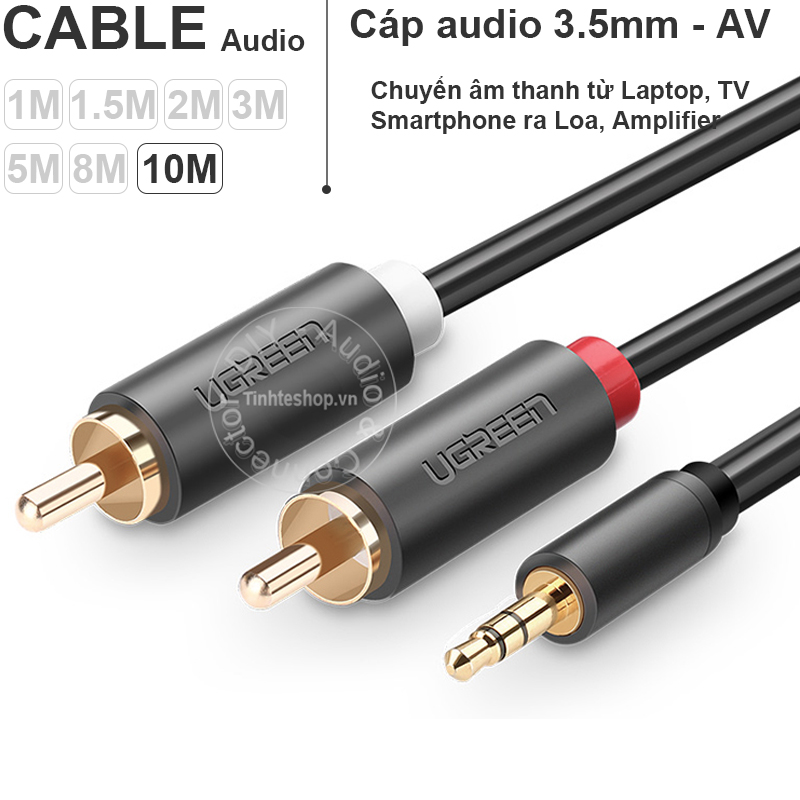 Audio 3.5mm to 2 av cable r+l 1m to 10m ugreen av102