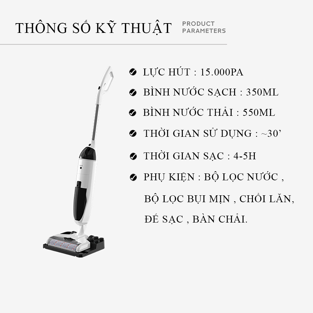 Máy hút bụi cầm tay không dây phiên bản quốc tế hút và lau 2 in 1, hút khô lỏng, tự động giặt khăn công suất lớn hiệu quả hoạt đông cao. BẢO HÀNH 2 NĂM, LỖI ĐỔI MỚI 1-1 TRONG 7 NGÀY ĐẦU
