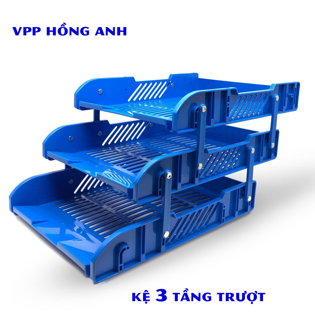 Khay nhựa 3 tầng / Kệ 3 tầng trượt nhựa / Kệ 3 tầng trụ nhựa