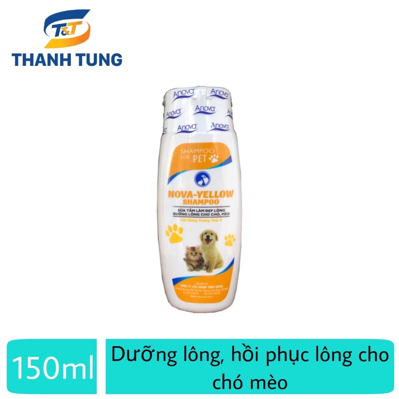 Sữa tắm ngăn rụng lông, dưỡng lông chó mèo - Anova Green 150ml Vàng