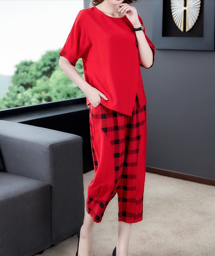 Set đũi lửng pha kẻ caro trẻ trung MÃ H24