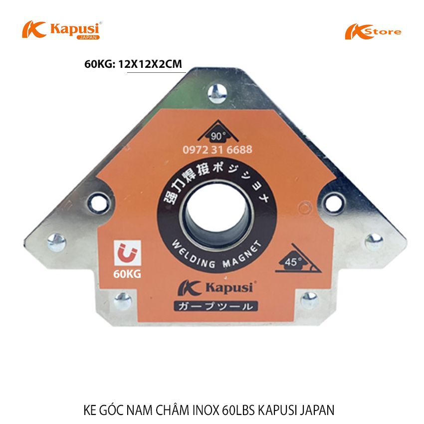 3 cỡ ke góc nam châm inox kapusi japan - nam châm ke góc vuông