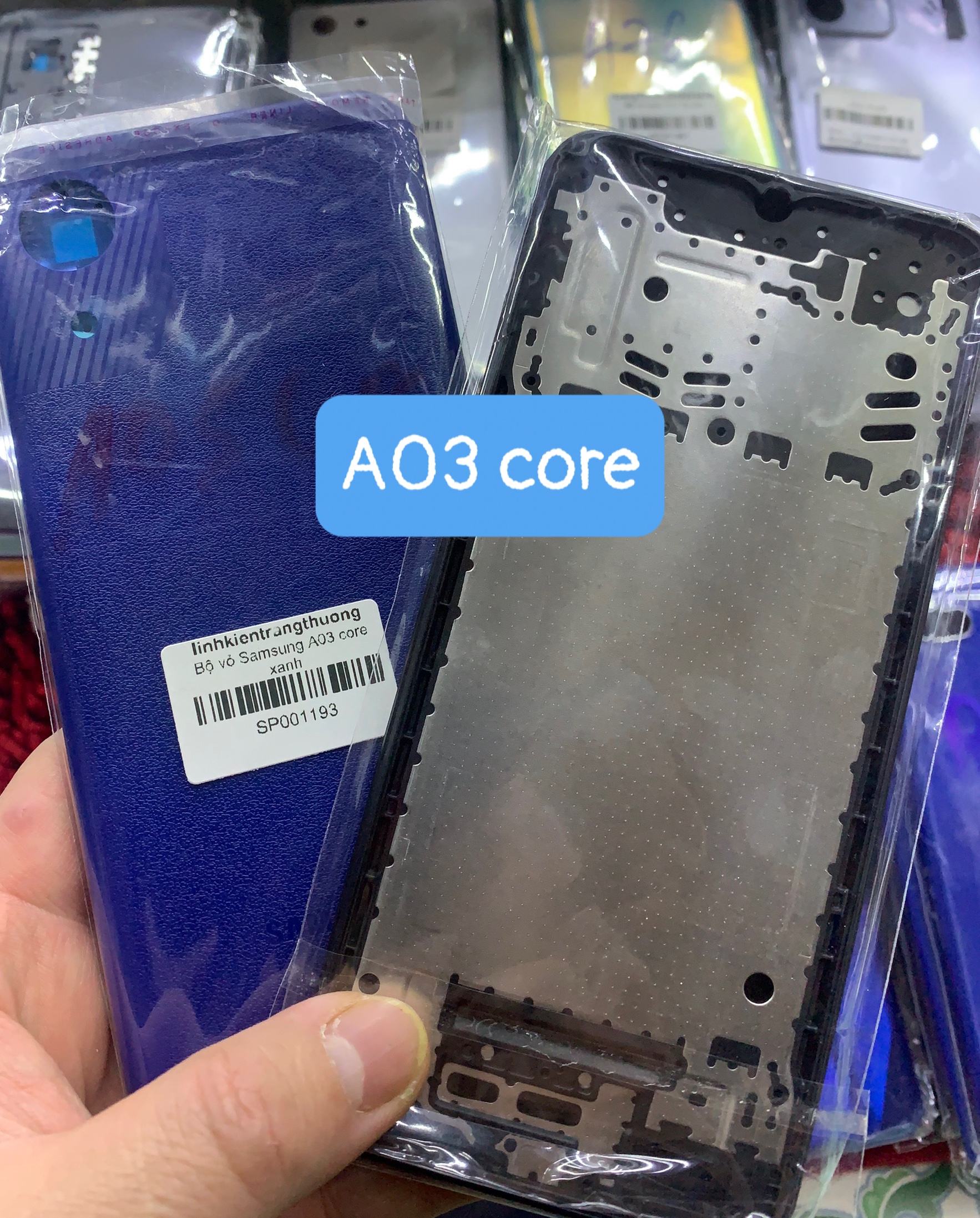 Full Bộ xương vỏ Zin samsung A03 core / gồm xương, lưng, kính cam. khay sim, phím bấm