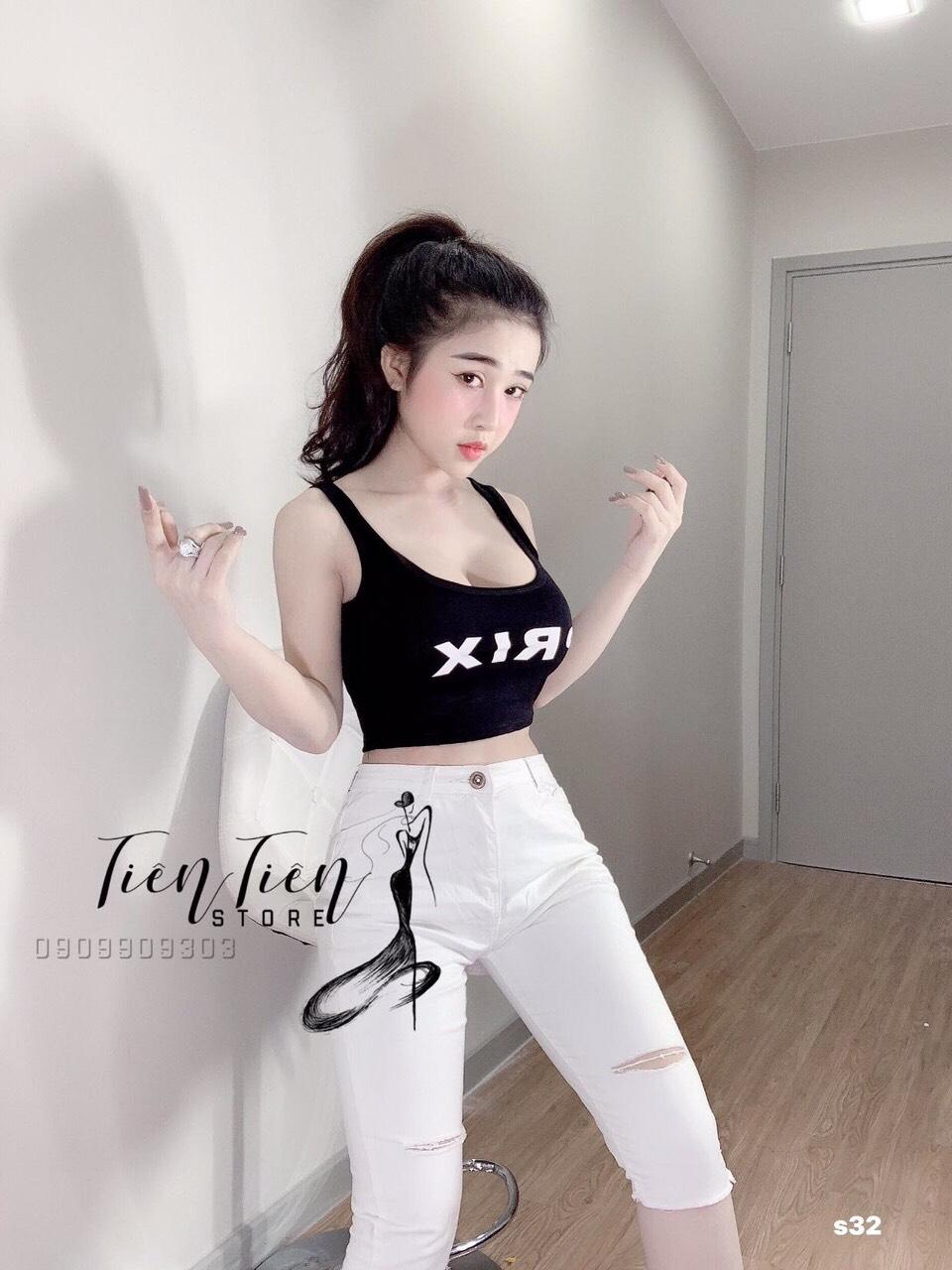 Áo thun gân ba lỗ form croptop in chữ prix quyến rũ tts0383