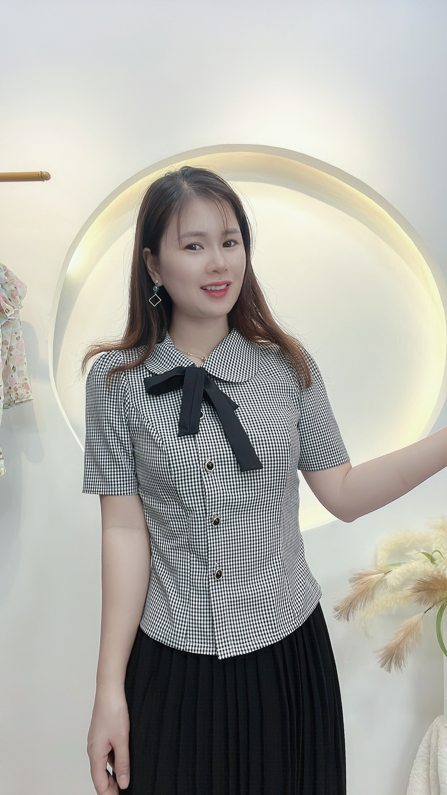 ÁO KIỂU CÔNG SỞ SỌC CARO DỄ THƯƠNG