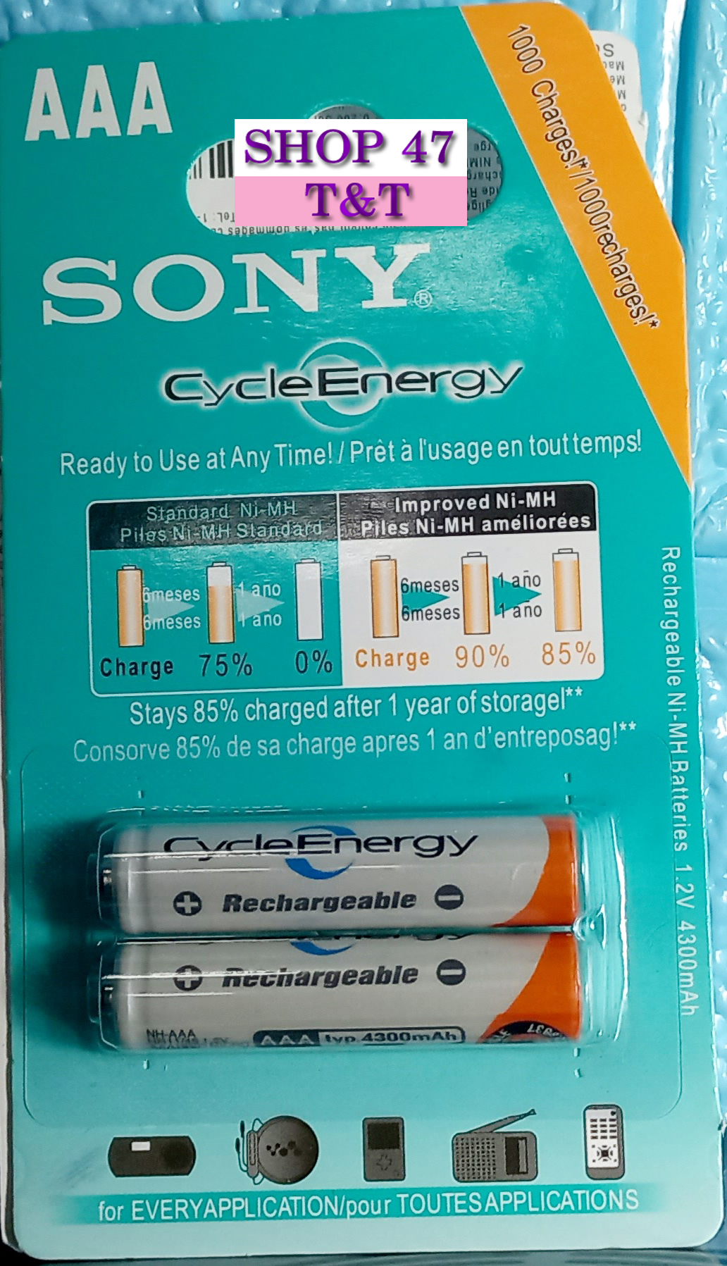 Vỉ 2 Viên Pin Sạc Sony AAA 1.2V 4300mAh