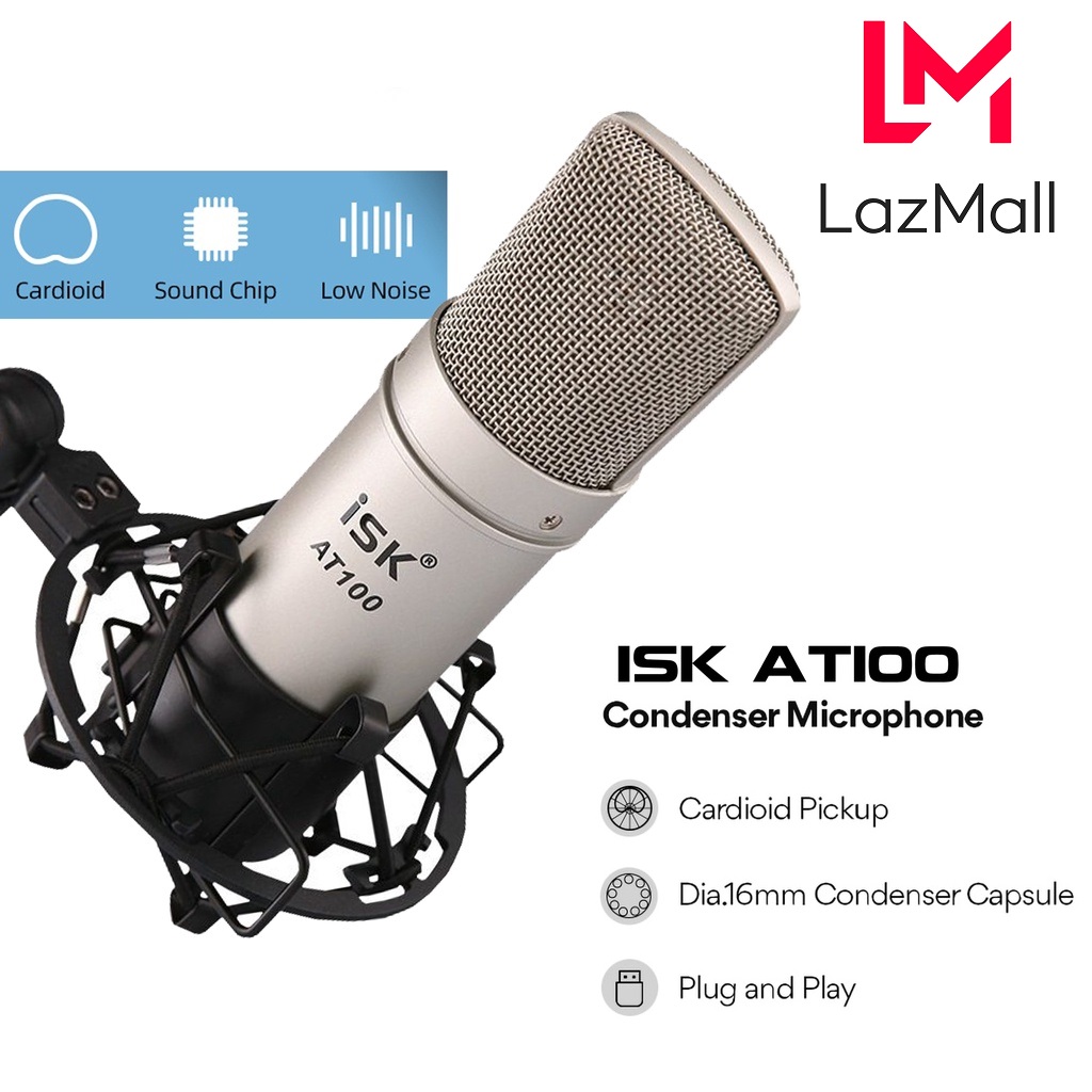 Lazmall lazada trợ giá mic thu âm chính hãng, mua micro thu âm tại nhà giá rẻ micro isk at100 - mic thu âm condenser podcast studio, livestream hát karaoke micro karaoke, thu âm, live stream isk at100 chuyên nghiệp siêu nhạy