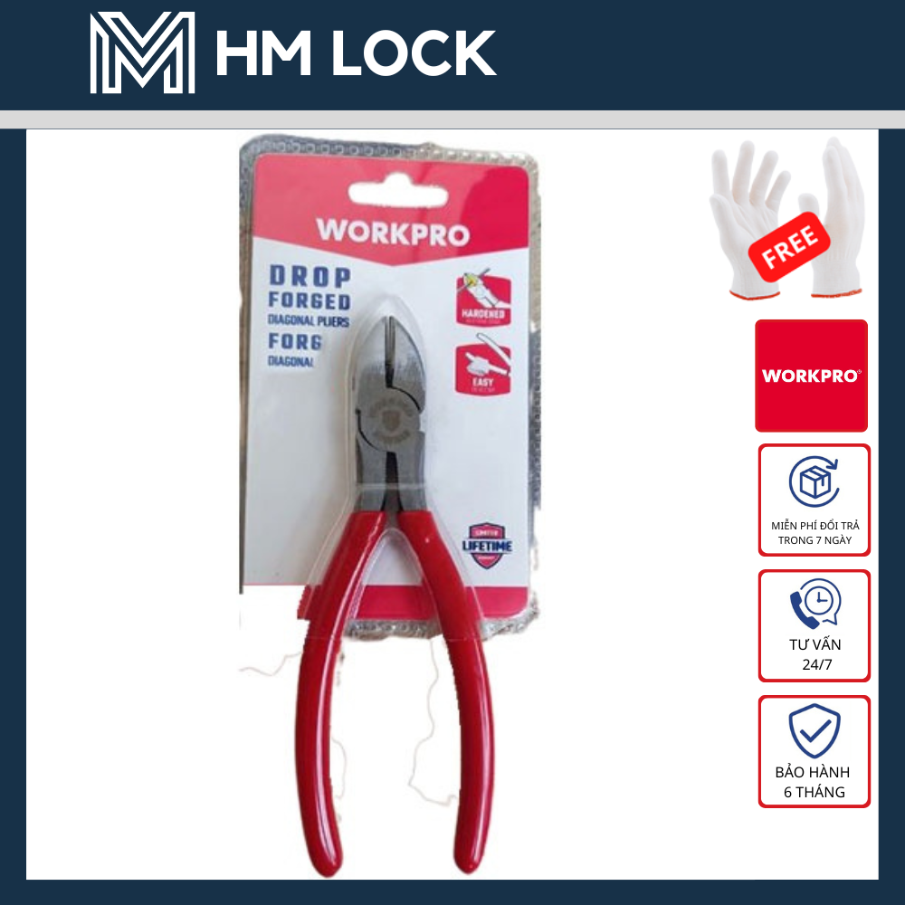Kềm cắt dây điện workpro 6, 7 inch - hàng chính hãng