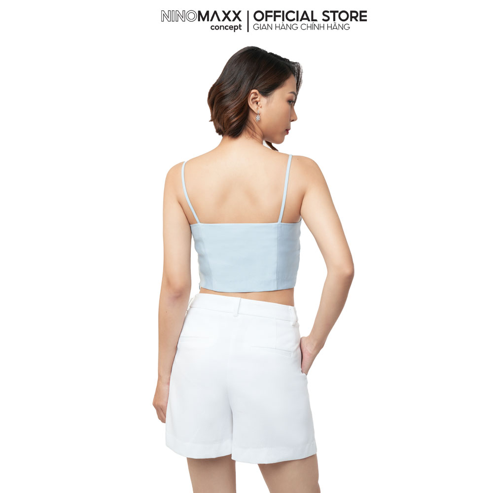 N&M Women's Short Sleeve Linen Crop Top 2103032