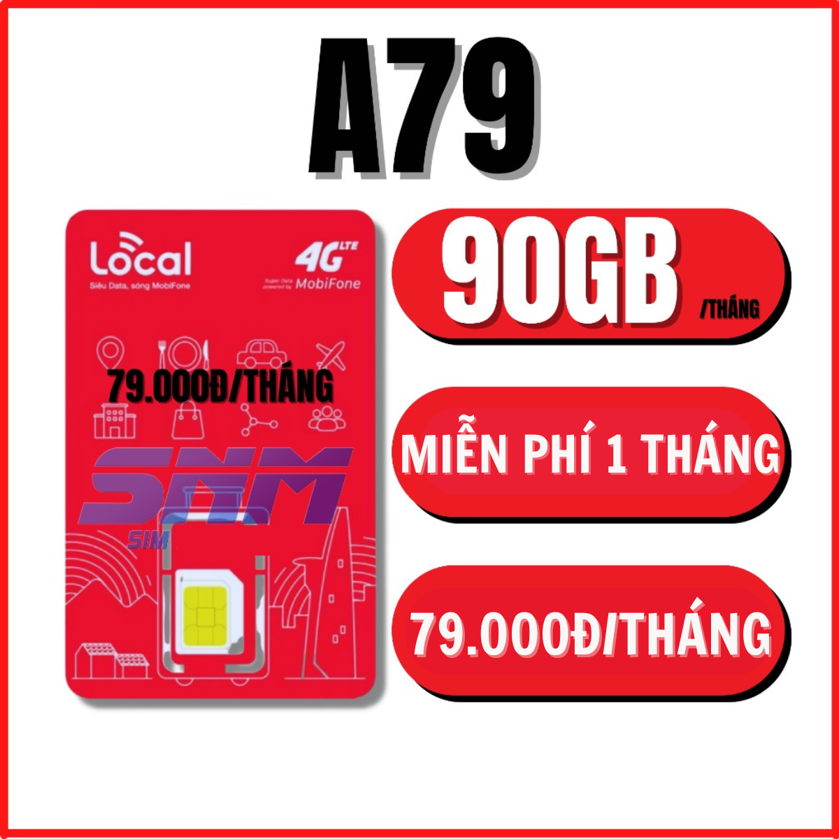 Sim 4G sóng Mobifone Local Gói A69 - A79 - A89 - A99 - A119 , Miễn phí tháng đầu , Sử Dụng Data Tốc Độ cao + Miễn Phí gọi , Phí Gia hạn Chỉ Từ 69k/tháng . FREESHIP - CHƯA KÍCH HOẠT