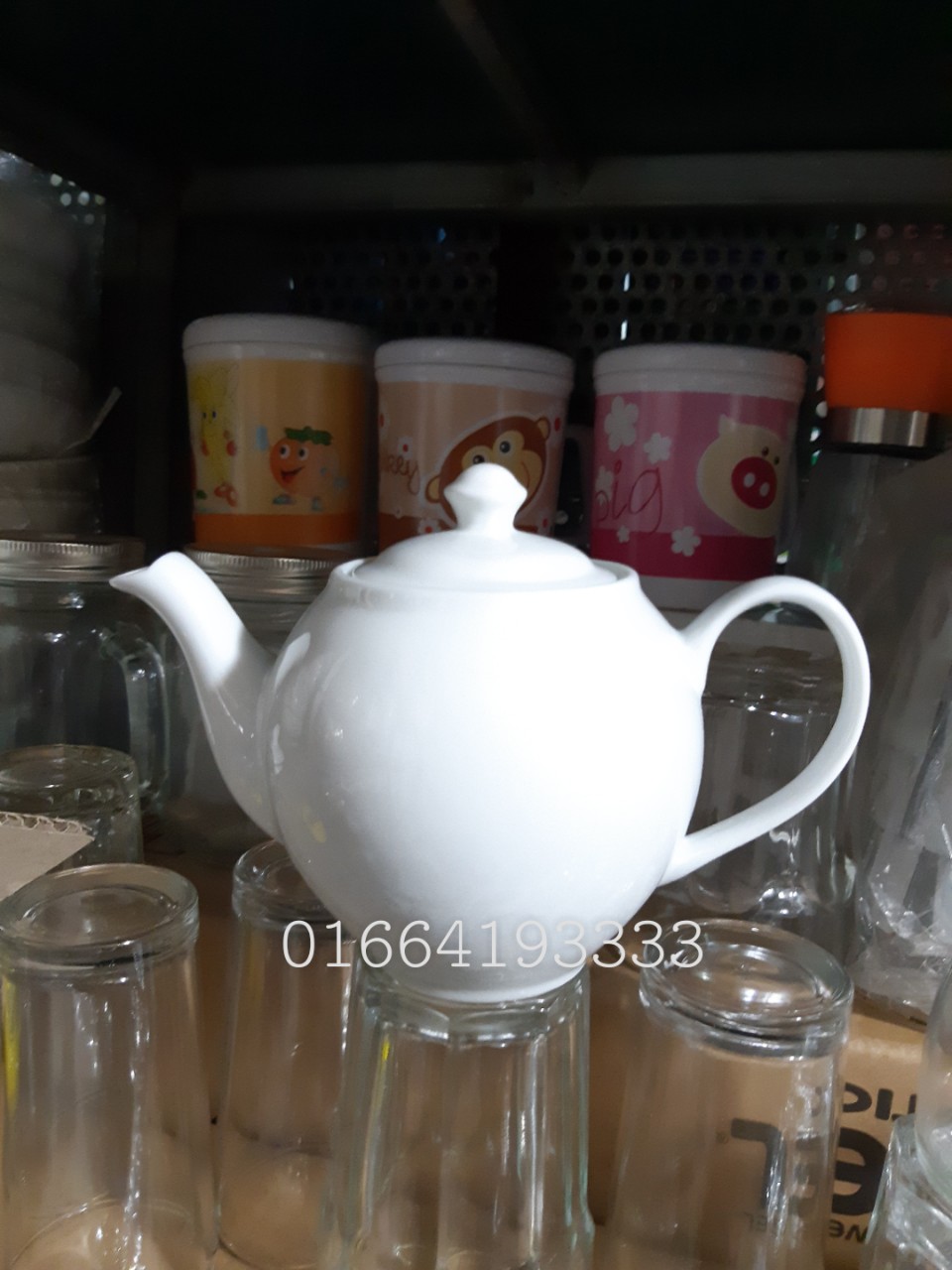Ấm pha trà sứ trắng 500ml