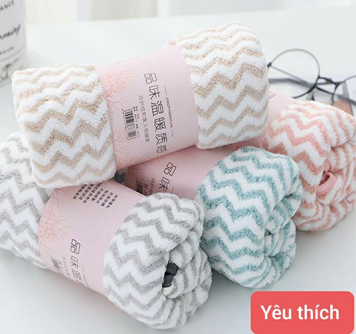 [HCM]Khăn Mặt Lông Cừu Xuất HÀN Vân Kẻ Sọc