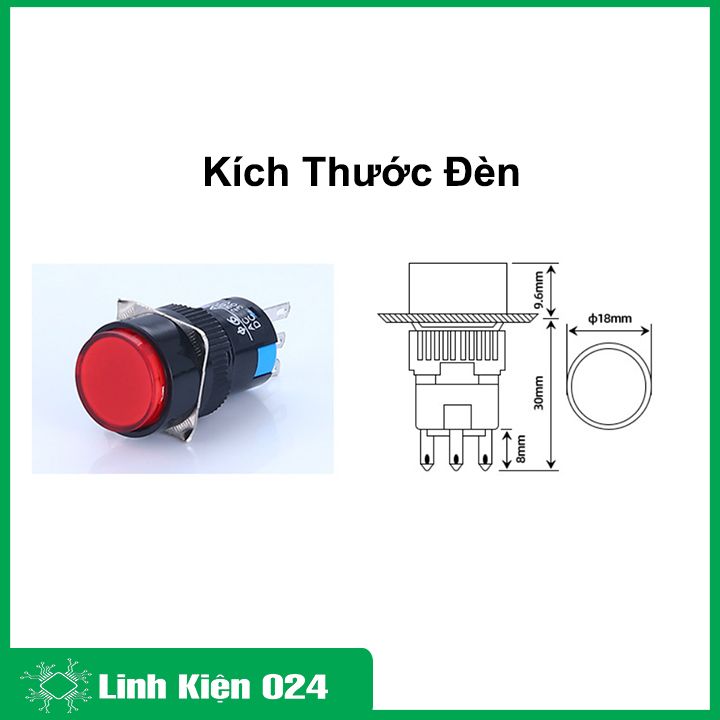 Nút nhấn đề 16mm 220VAC AL6 - M nhấn nhả có đèn