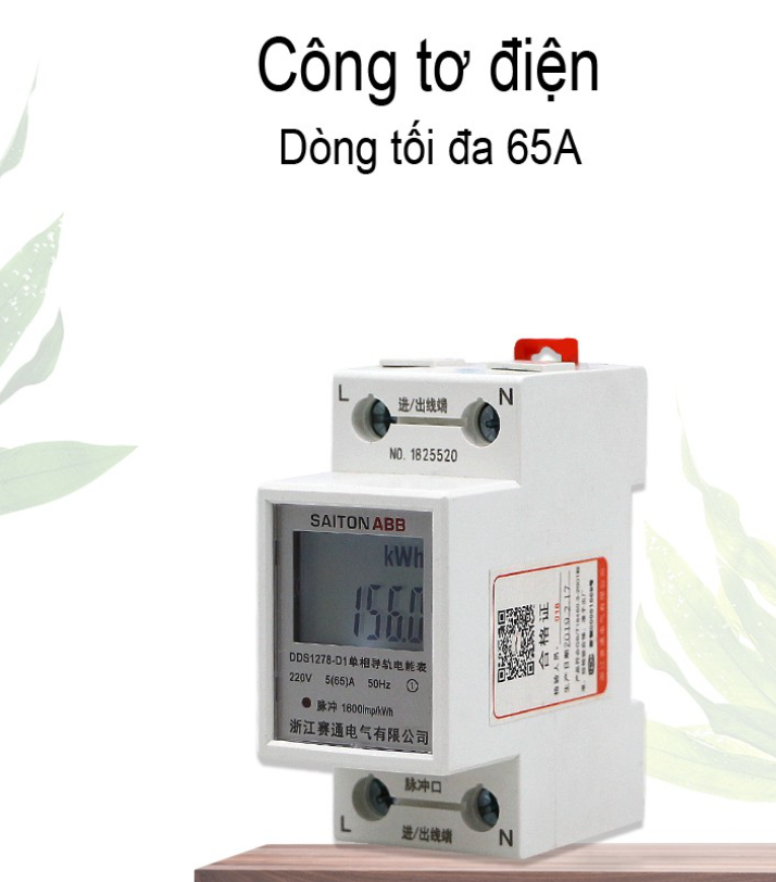 Công tơ điện tử SAITON ABB 65A Hiện thông số